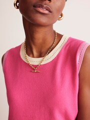Boden Pink Catriona Crew Neck Cotton Tank - Image 2 of 7
