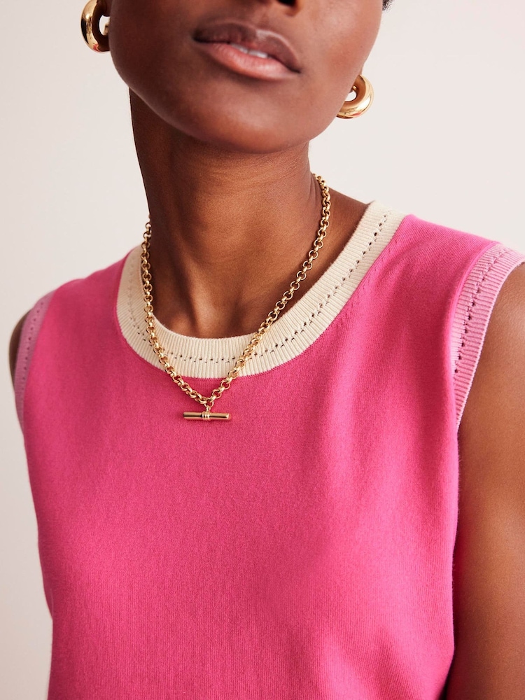 Boden Pink Catriona Crew Neck Cotton Tank - Image 2 of 7