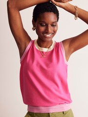 Boden Pink Catriona Crew Neck Cotton Tank - Image 5 of 7