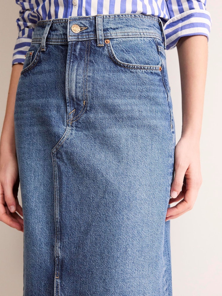 Boden Blue 5 Pocket Denim Maxi 100% Cotton Skirt - Image 2 of 4