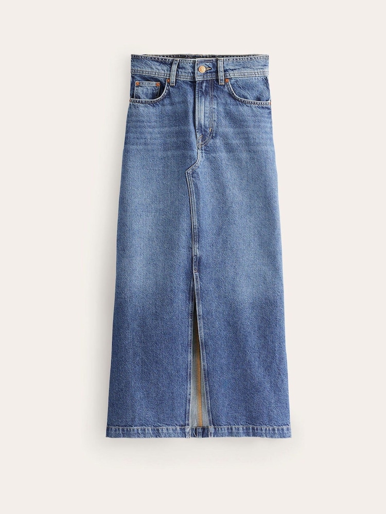Boden Blue 5 Pocket Denim Maxi 100% Cotton Skirt - Image 4 of 4 Boden Blue 5 Pocket Denim Maxi 100% Cotton Skirt - Image 4 of 4