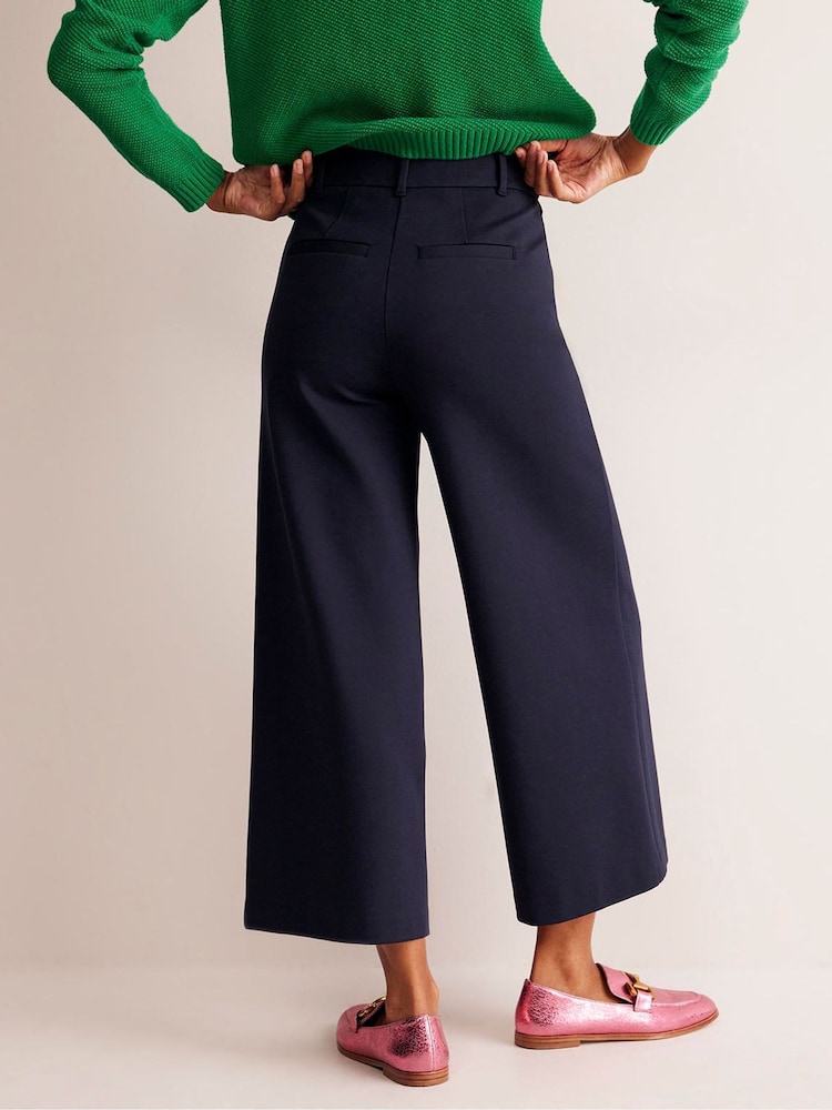 Boden Blue/Ecru Petite Petite Ponte Wide Leg Culottes - Image 2 of 5 Boden Blue/Ecru Petite Petite Ponte Wide Leg Culottes - Image 2 of 5