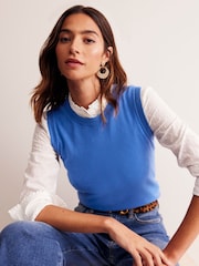 Boden Light Blue Catriona Crew Neck Cotton Tank - Image 1 of 6