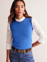Boden Light Blue Catriona Crew Neck Cotton Tank - Image 4 of 6