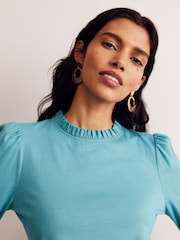 Boden Blue Supersoft Frill Detail Top - Image 1 of 5