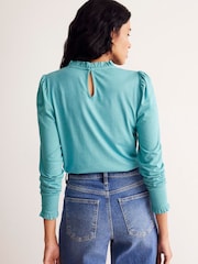 Boden Blue Supersoft Frill Detail Top - Image 3 of 5