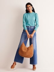 Boden Blue Supersoft Frill Detail Top - Image 4 of 5