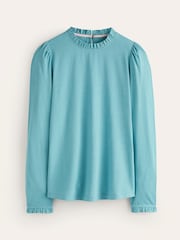 Boden Blue Supersoft Frill Detail Top - Image 5 of 5