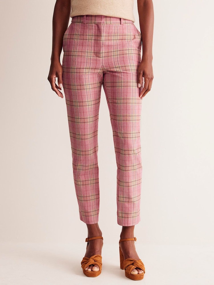 Boden Pink/Lilac Kew Checked Trousers - Image 1 of 5 Boden Pink/Lilac Kew Checked Trousers - Image 1 of 5