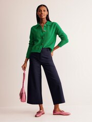 Boden Blue/Ecru Petite Ponte Wide Leg Culottes - Image 1 of 5