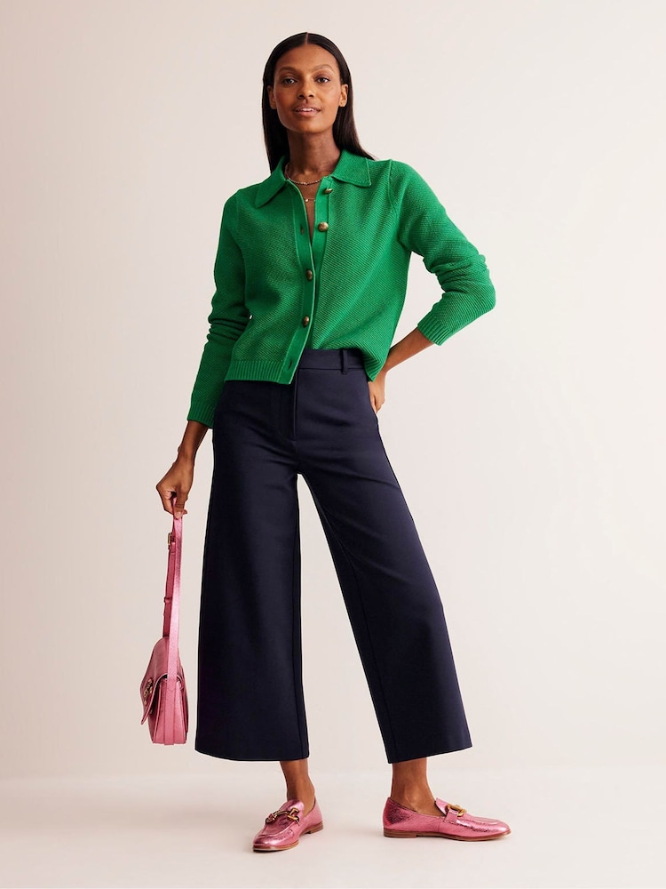 Boden Blue/Ecru Petite Ponte Wide Leg Culottes - Image 1 of 5