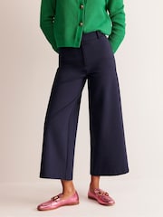 Boden Blue/Ecru Petite Ponte Wide Leg Culottes - Image 4 of 5