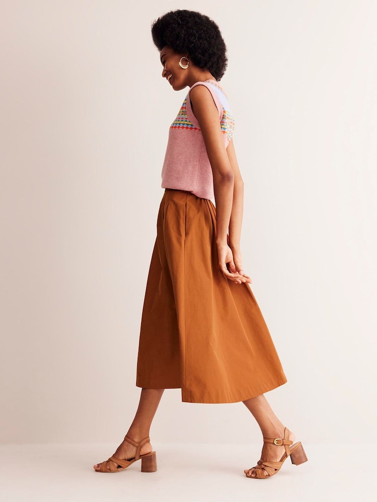 Boden Brown/Gold Petite Isabella Taffeta Midi Skirt - Image 1 of 5