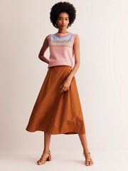 Boden Brown/Gold Petite Isabella Taffeta Midi Skirt - Image 4 of 5