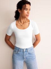Boden White Double Layer Scoop T-Shirt - Image 1 of 5