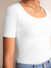 Boden White Double Layer Scoop T-Shirt - Image 2 of 5