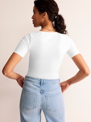 Boden White Double Layer Scoop T-Shirt - Image 3 of 5