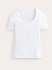 Boden White Double Layer Scoop T-Shirt - Image 5 of 5