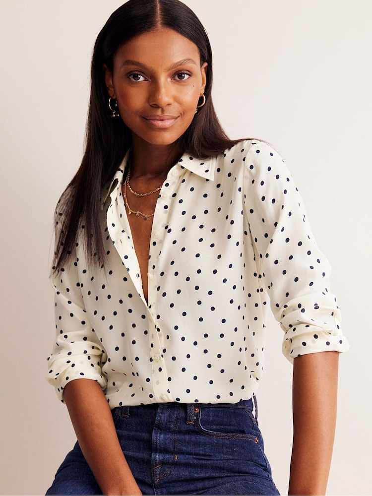 Boden Cream Dove Sienna Silk Shirt - Image 1 of 5 Boden Cream Dove Sienna Silk Shirt - Image 1 of 5