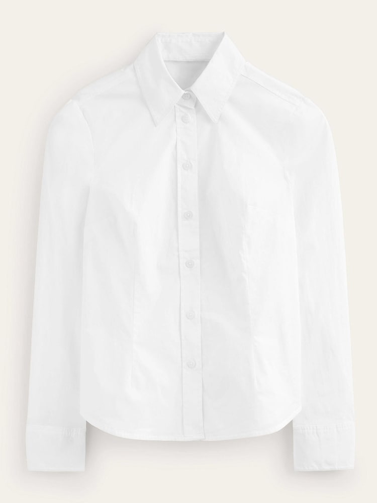 Boden White/Green Petite Saskia Stretch Cotton Shirt - Image 5 of 5