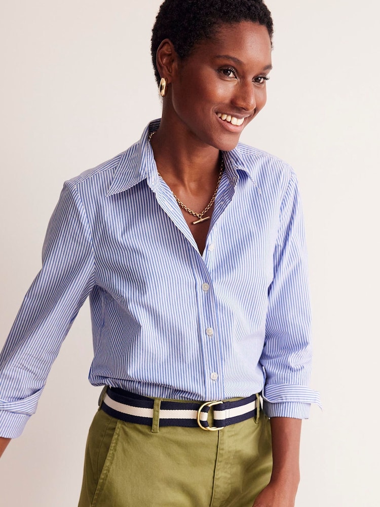 Boden Sky Navy Petite Petite Sienna 100% Cotton Shirt - Image 1 of 6