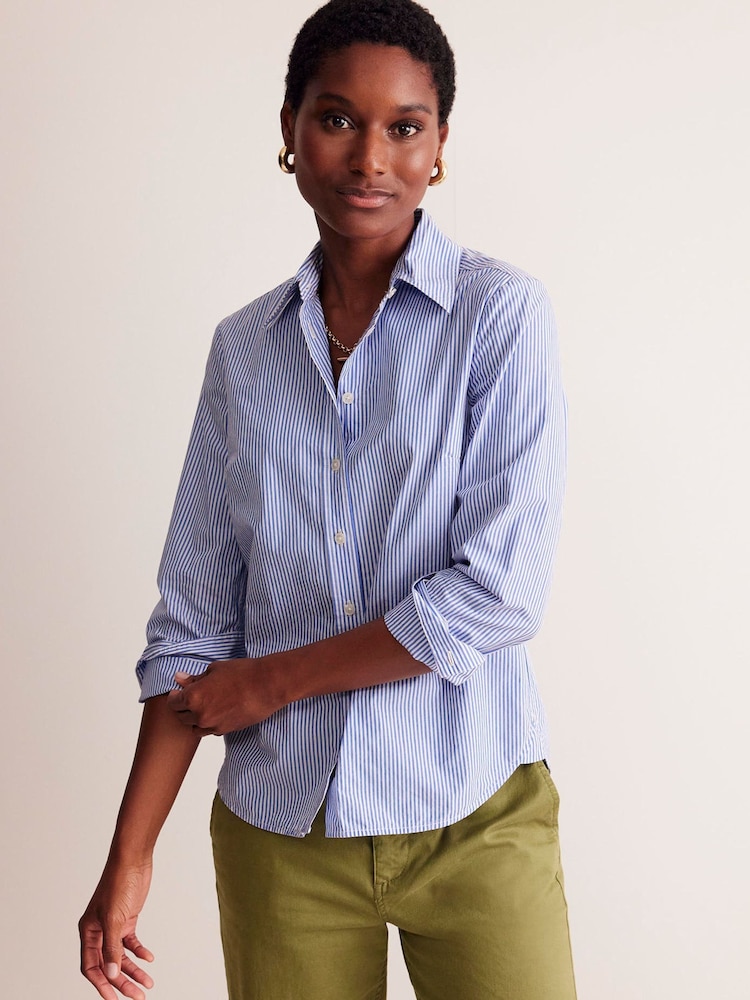 Boden Sky Navy Petite Petite Sienna 100% Cotton Shirt - Image 4 of 6