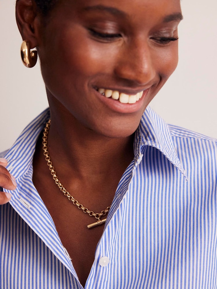 Boden Sky Navy Petite Petite Sienna 100% Cotton Shirt - Image 6 of 6