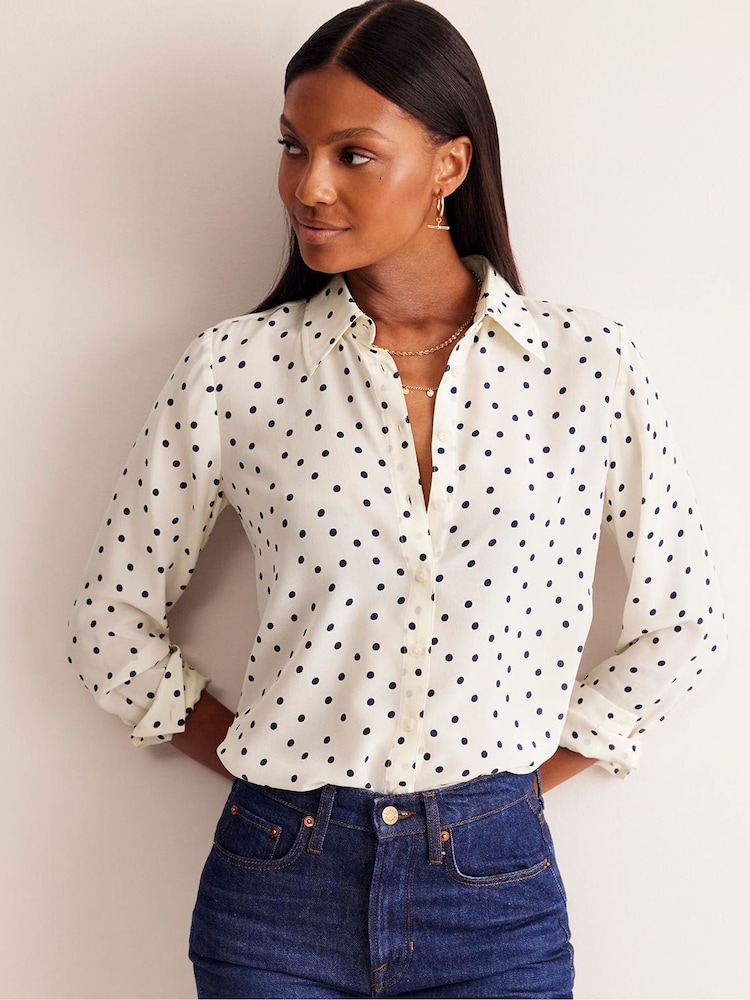 Boden Cream Dove Petite Sienna Silk Shirt - Image 4 of 5