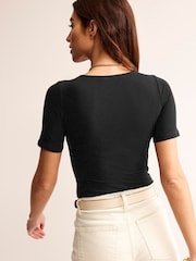 Boden Black Double Layer Scoop T-Shirt - Image 3 of 5