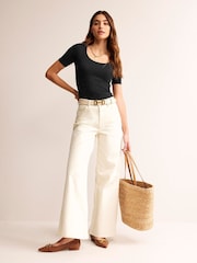 Boden Black Double Layer Scoop T-Shirt - Image 4 of 5