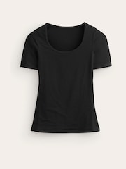 Boden Black Double Layer Scoop T-Shirt - Image 5 of 5