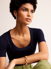 Boden Blue Double Layer Scoop T-Shirt - Image 1 of 5