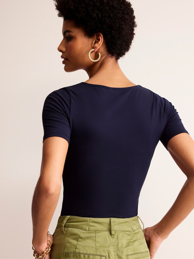 Boden Blue Double Layer Scoop T-Shirt - Image 2 of 5 Boden Blue Double Layer Scoop T-Shirt - Image 2 of 5