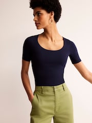 Boden Blue Double Layer Scoop T-Shirt - Image 3 of 5