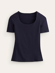 Boden Blue Double Layer Scoop T-Shirt - Image 5 of 5
