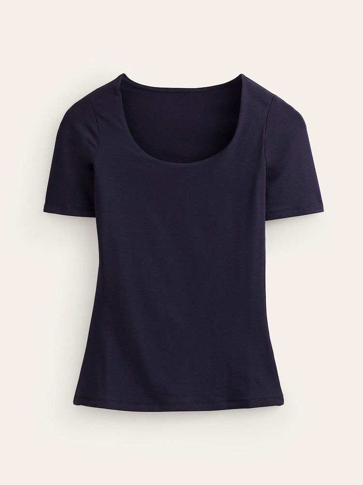 Boden Blue Double Layer Scoop T-Shirt - Image 5 of 5