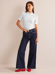 Boden White Supersoft Frill Detail T-Shirt - Image 2 of 5