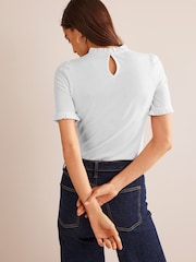 Boden White Supersoft Frill Detail T-Shirt - Image 3 of 5