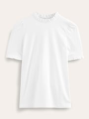 Boden White Supersoft Frill Detail T-Shirt - Image 5 of 5