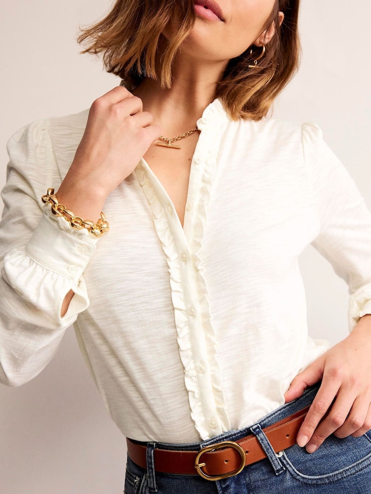 Boden Cream Caroline Jersey Shirt - Image 2 of 5