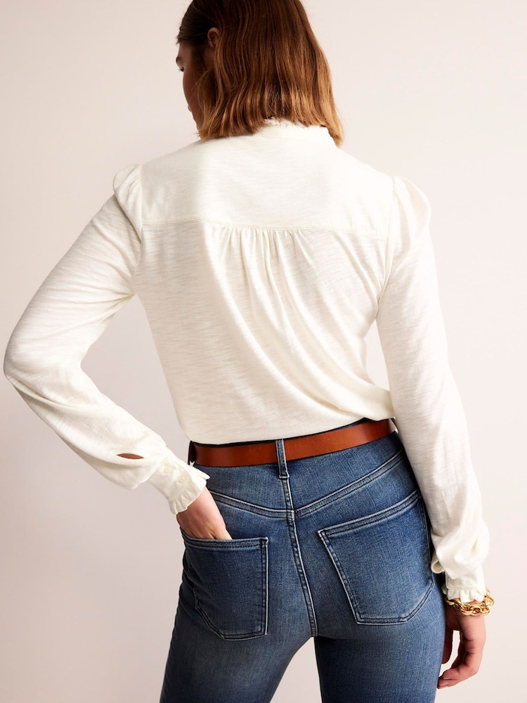 Boden Cream Caroline Jersey Shirt - Image 3 of 5