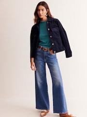 Boden Blue Supersoft Frill Detail T-Shirt - Image 4 of 5