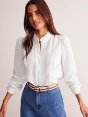 Boden White Double Cloth Scallop Blouse - Image 1 of 5