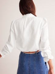 Boden White Double Cloth Scallop Blouse - Image 3 of 5