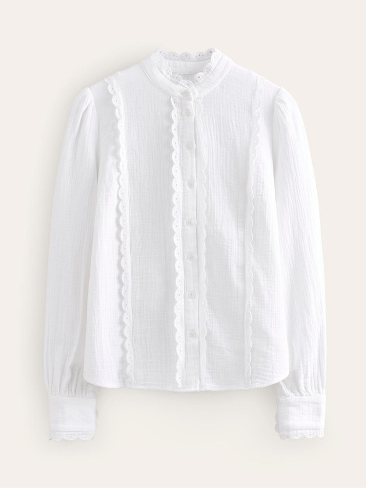 Boden White Double Cloth Scallop Blouse - Image 5 of 5