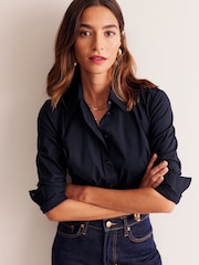Boden Aqua Blue Petite Saskia Stretch Cotton Shirt - Image 1 of 5