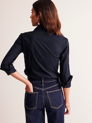 Boden Aqua Blue Petite Saskia Stretch Cotton Shirt - Image 3 of 5