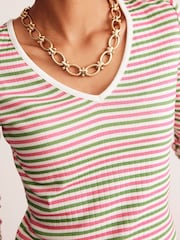 Boden Green Anna V-Neck 100% Cotton T-Shirt - Image 2 of 5
