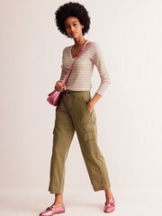 Boden Green Anna V-Neck 100% Cotton T-Shirt - Image 4 of 5