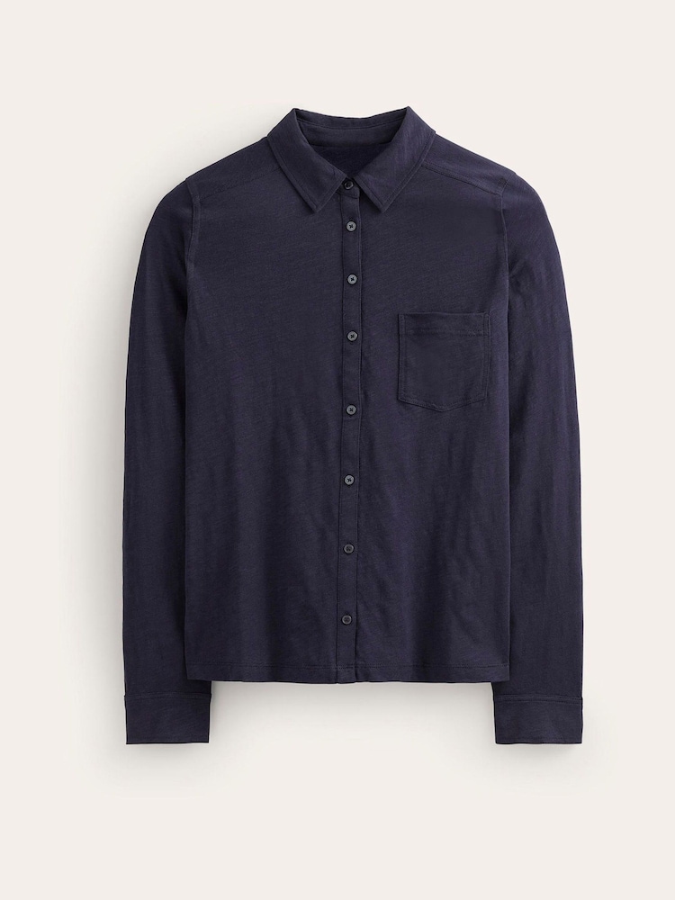 Boden Blue Amelia Jersey 100% Cotton Shirt - Image 5 of 5